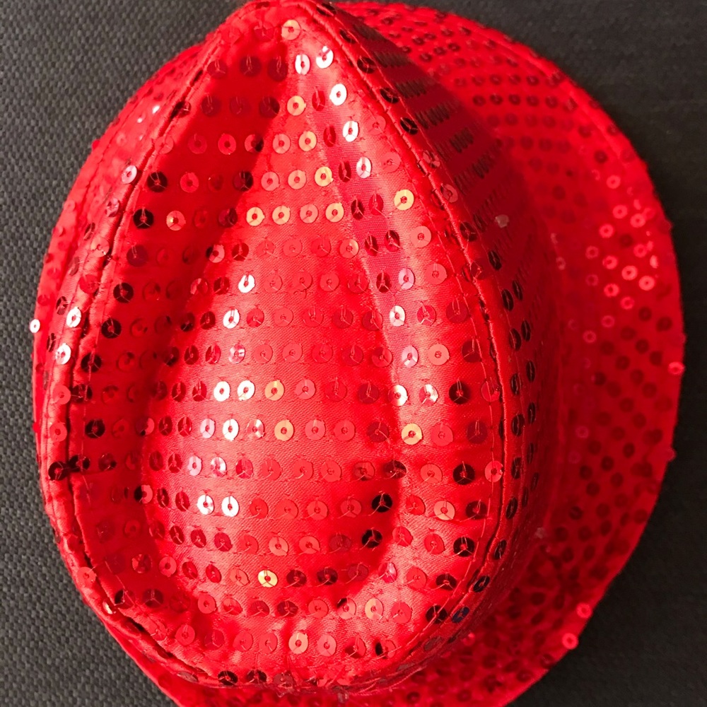 Red sequin light up fedora hat